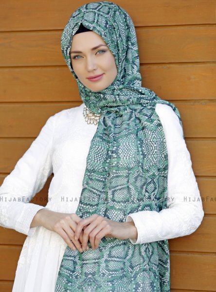 Dounia - Hijab à Motifs Vert