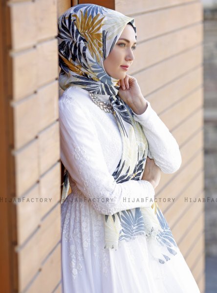 Dounia - Hijab à Motifs Moutarde