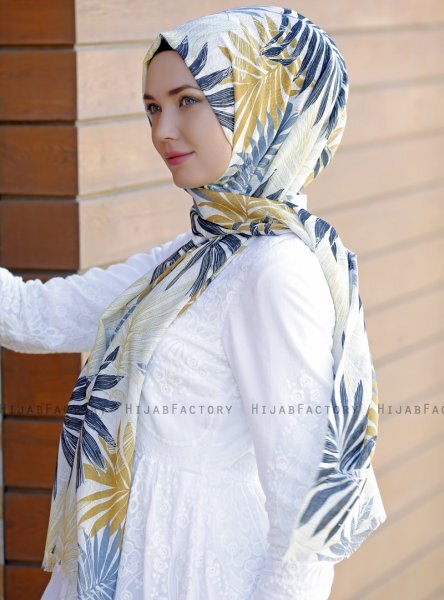 Dounia - Hijab à Motifs Moutarde