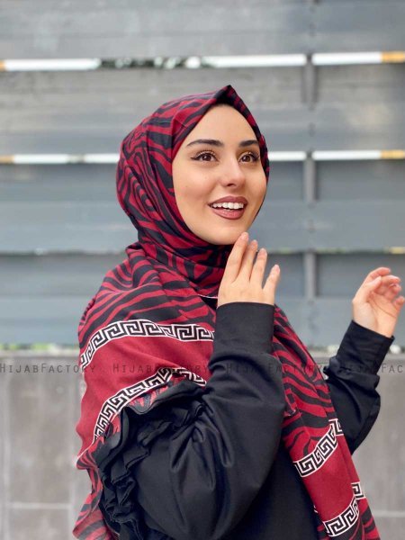 Kadifa - Hijab A Motifs En Coton Bordeaux - Mirach