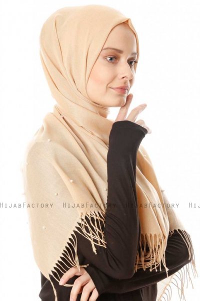 Kadri - Hijab Beige Avec Des Perles - Özsoy