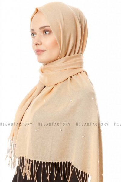 Kadri - Hijab Beige Avec Des Perles - Özsoy