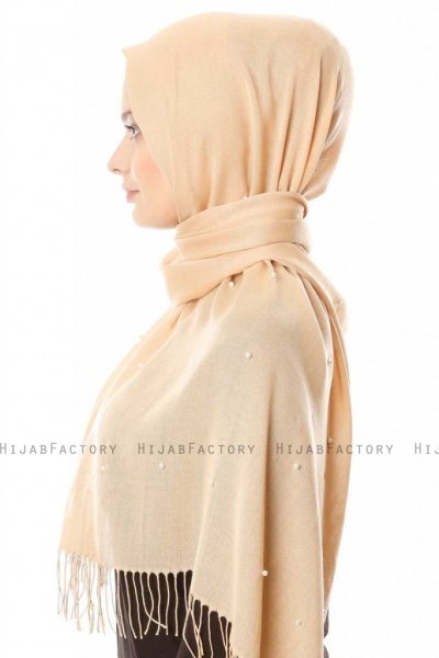 Kadri - Hijab Beige Avec Des Perles - Özsoy