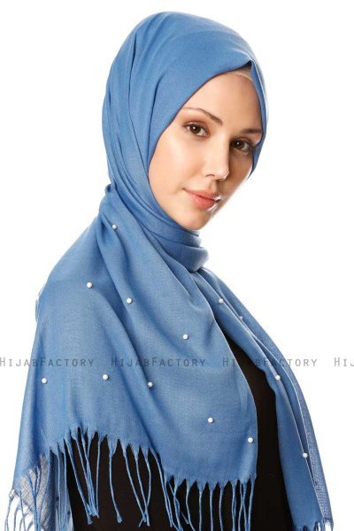 Kadri - Hijab Bleu Avec Des Perles - Özsoy