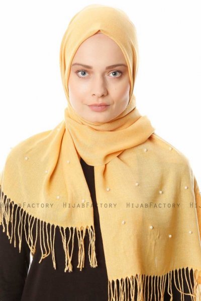 Kadri - Hijab Jaune Avec Des Perles - Özsoy