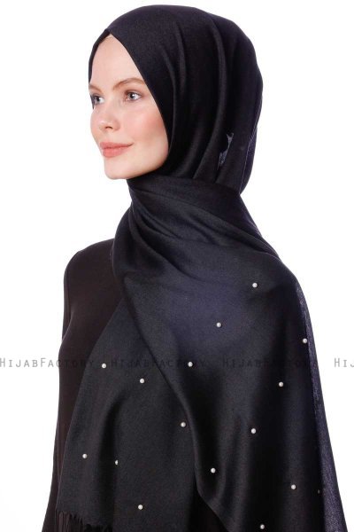 Kadri - Hijab Noir Avec Des Perles - Özsoy