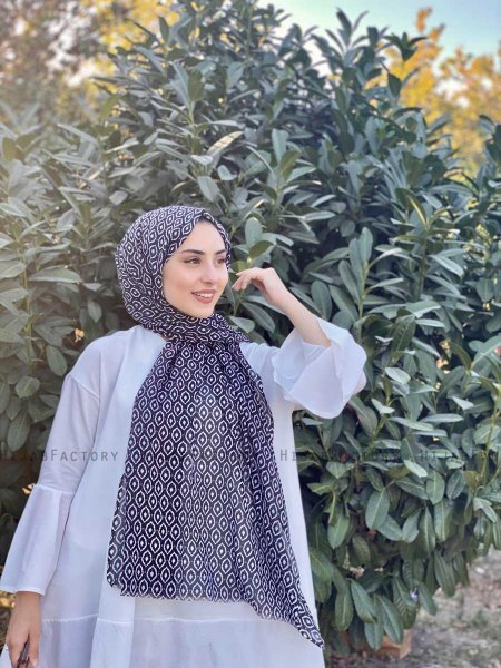 Kalila - Hijab A Motifs En Coton Noir