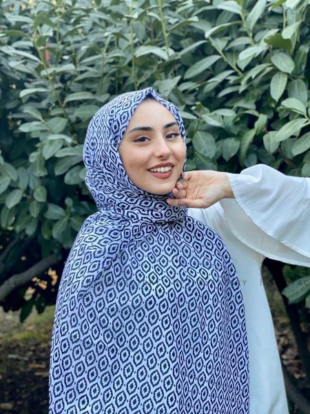Kalila - Hijab A Motifs En Coton Blanc