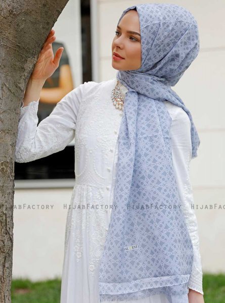 Khadija - Hijab à Motifs Gris - Sal Evi