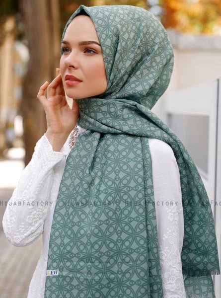 Khadija - Hijab à Motifs Vert - Sal Evi