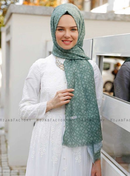 Khadija - Hijab à Motifs Vert - Sal Evi