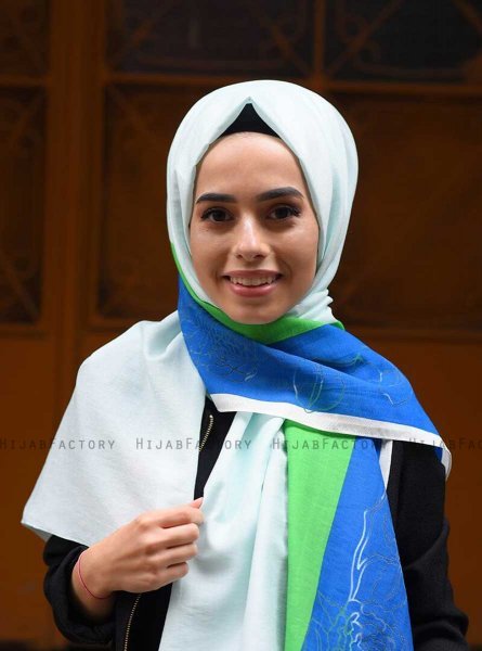 Khawla - Hijab A Motifs En Coton Vert