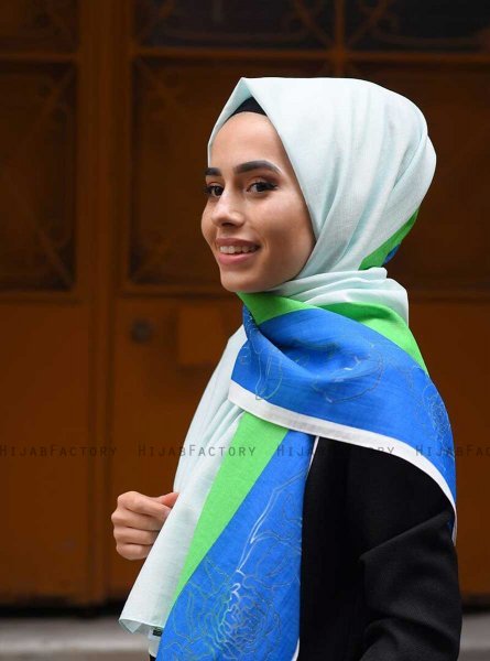 Khawla - Hijab A Motifs En Coton Vert