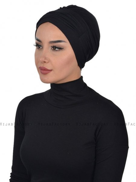 Linda Svart Bomull Turban Ayse Turban 321901a