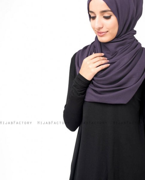 Loganberry Mörklila Bomull Voile Hijab 5TA92c
