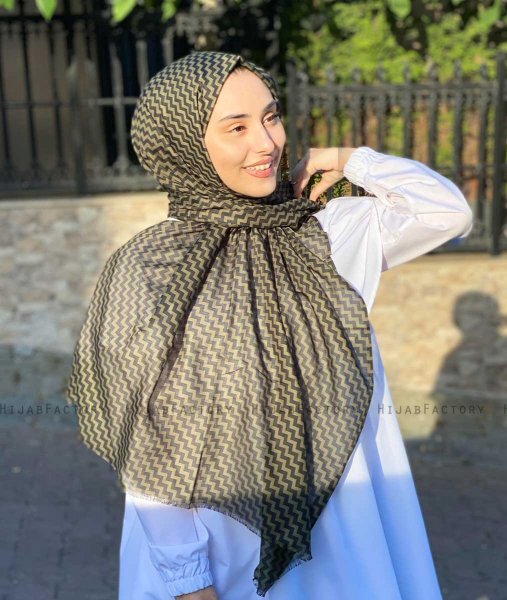 Malala - Hijab A Motifs En Coton Kaki