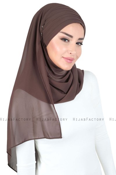 Malin - Hijab Chiffon Pratique Marron