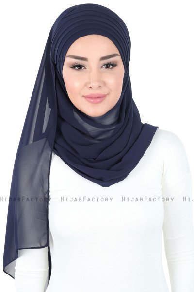 Malin - Hijab Chiffon Pratique Bleu Marin