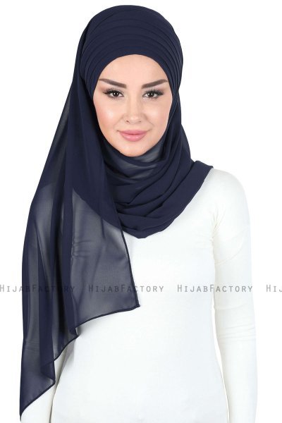 Malin - Hijab Chiffon Pratique Bleu Marin