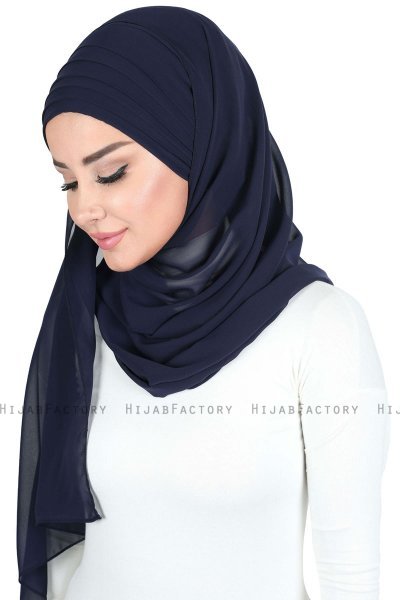 Malin - Hijab Chiffon Pratique Bleu Marin