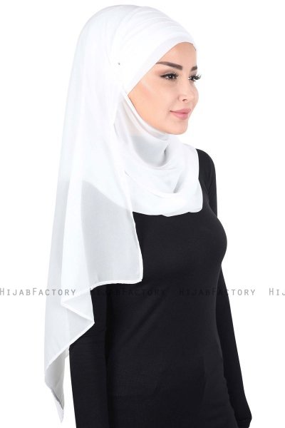 Malin - Hijab Chiffon Pratique Blanc Cassé