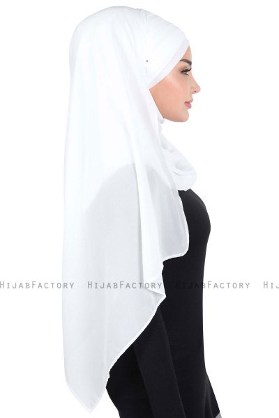 Malin - Hijab Chiffon Pratique Blanc Cassé