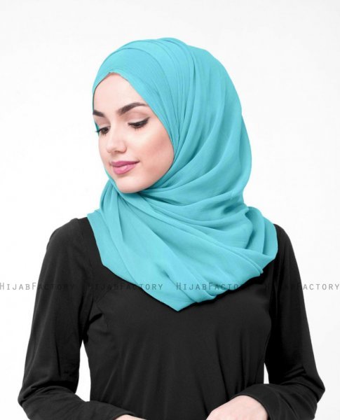 Marine Blue - Turkos Poly Chiffon Hijab 5RA34a