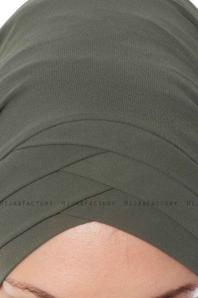 Mehtap - Chiffon Hijab Pratique One-Piece Kaki