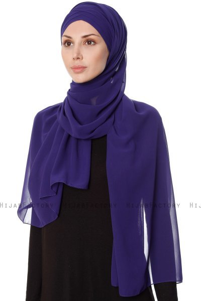Mehtap - Chiffon Hijab Pratique One-Piece Violet