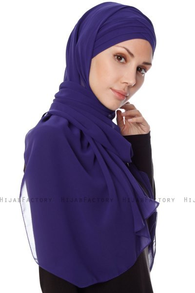 Mehtap - Chiffon Hijab Pratique One-Piece Violet