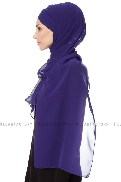Mehtap - Chiffon Hijab Pratique One-Piece Violet