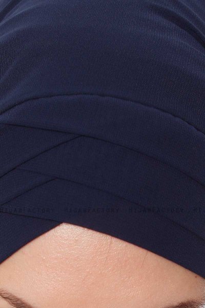 Mehtap - Chiffon Hijab Pratique One-Piece Bleu Marin