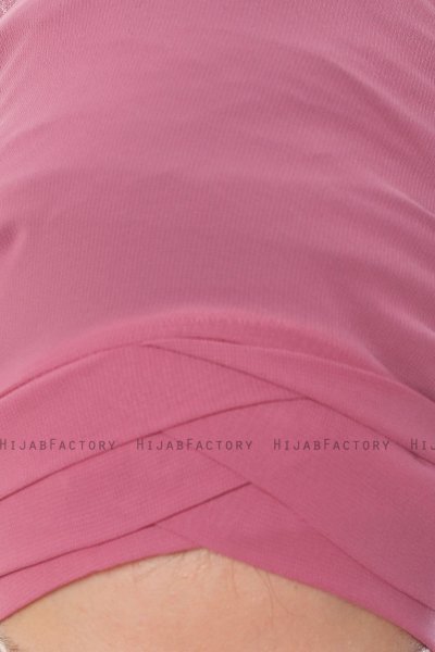 Mehtap - Chiffon Hijab Pratique One-Piece Rose Foncé