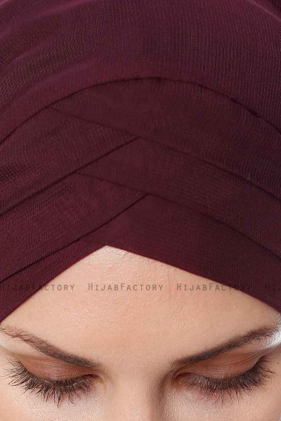 Mehtap - Chiffon Hijab Pratique One-Piece Prune