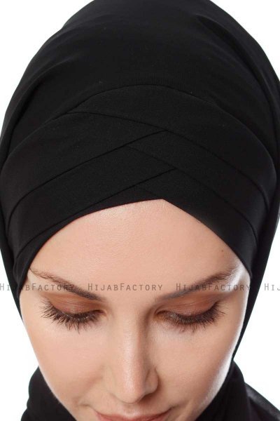 Mehtap - Chiffon Hijab Pratique One-Piece Noir