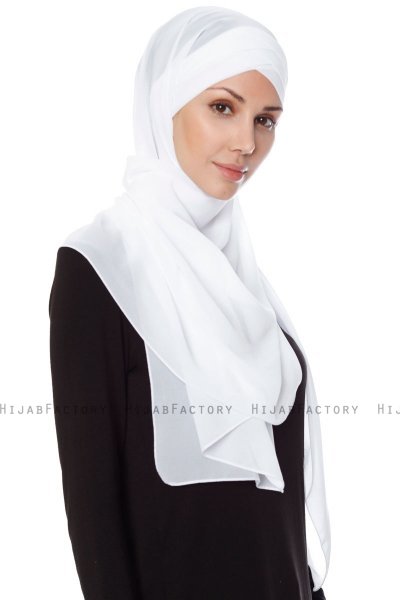 Mehtap - Chiffon Hijab Pratique One-Piece Blanc