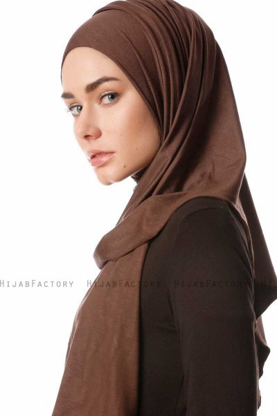 Melek - Hijab Jersey Premium Marron - Ecardin