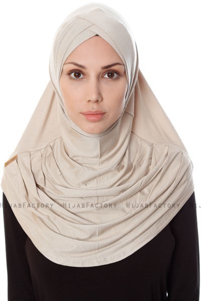 Mia - Hijab Al Amira Taupe Clair One-Piece - Ecardin