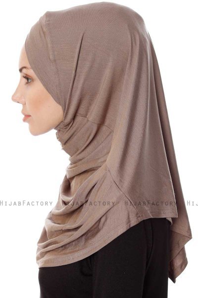 Mia - Hijab Al Amira Taupe Foncé One-Piece - Ecardin