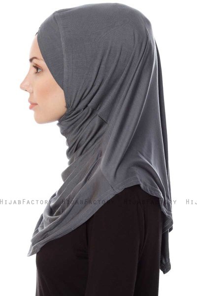 Mia - Hijab Al Amira Gris Foncé One-Piece - Ecardin