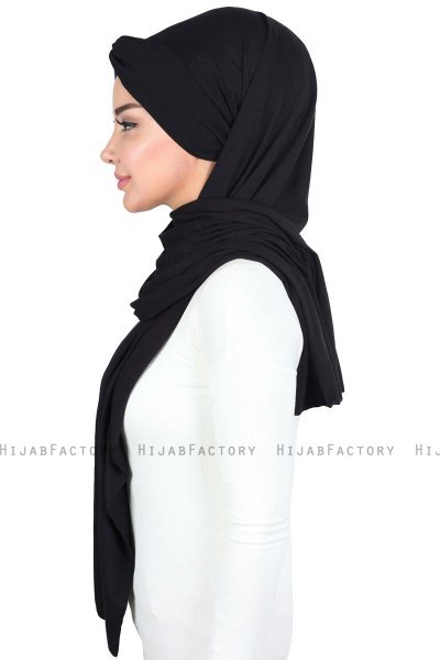 Mikaela - Hijab Coton Pratique Noir & Bleu