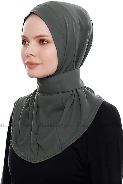 Narin - Hijab Crepe Pratique One-Piece Kaki