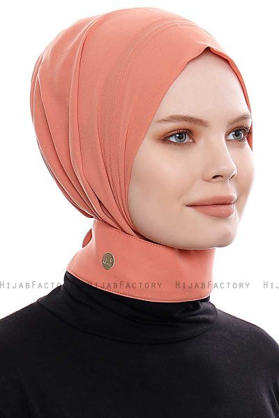Narin - Hijab Crepe Pratique One-Piece Saumon