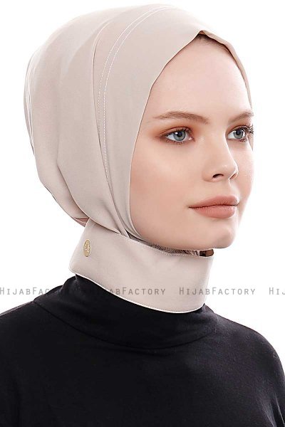 Narin - Hijab Crepe Pratique One-Piece Taupe Clair