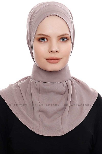 Narin - Hijab Crepe Pratique One-Piece Taupe Foncé