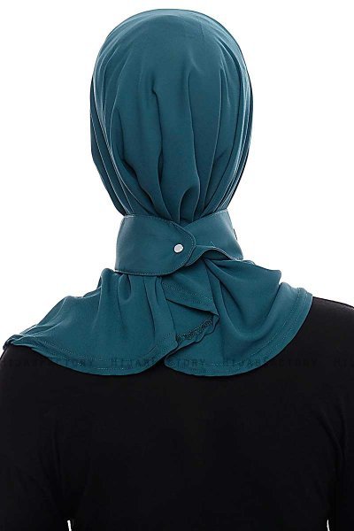 Narin - Hijab Crepe Pratique One-Piece Vert Foncé