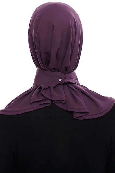Narin - Hijab Crepe Pratique One-Piece Violet Foncé