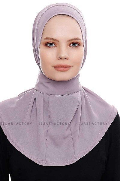 Narin - Hijab Crepe Pratique One-Piece Gris Pierre