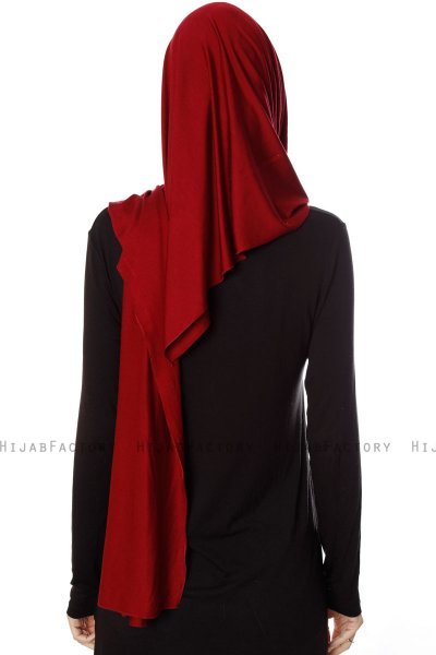 Naz - Hijab Pratique One-Piece Bordeaux & Crème - Ecardin