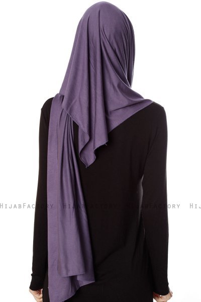 Naz - Hijab Pratique One-Piece Violet & Gris Pierre - Ecardin